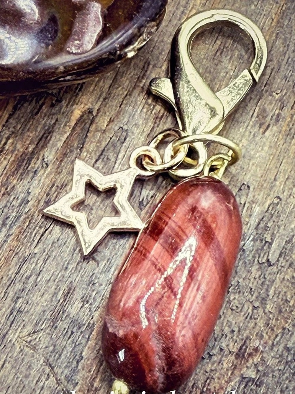 Red & Gold Stone Charm Keychain